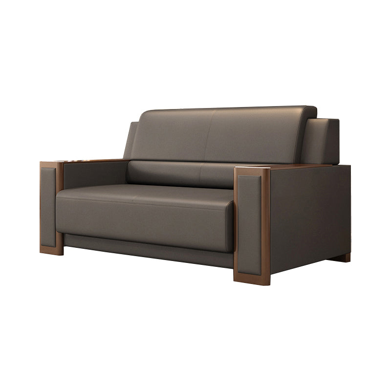 Contemporary Tight Back Single Cushion Seat Sofa 35.43"High Square Arm Sofa, Gray 59"L x 31.5"W x 35.5"H Clearhalo 'furn' 'furn_sofas' 'Furniture' 'furniture_sofas' 'kitchen' 'kitchen_sofas' 'Living Room Furniture' 'Sofa' 'sofas' 4647746