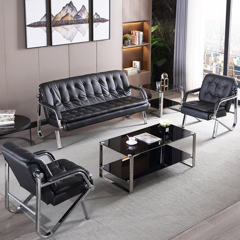 Stainless Steel Classic Industrial Tufted Split-Back Sofa 35.43"High Tuxedo Arm Sofa Clearhalo 'furn' 'furn_sofas' 'Furniture' 'furniture_sofas' 'kitchen' 'kitchen_sofas' 'Living Room Furniture' 'Sofa' 'sofas' 4647754