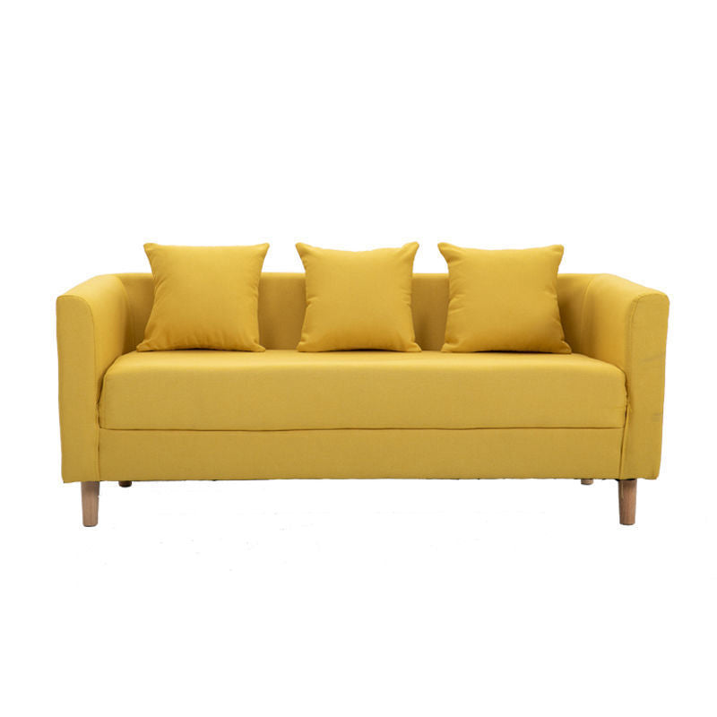 Sofa with 3 Pillows 3 Seater Hair Pin Legs Seating for Bonus Room 59"L x 24"W x 24"H Yellow Clearhalo 'furn' 'furn_sofas' 'Furniture' 'furniture_sofas' 'kitchen' 'kitchen_sofas' 'Living Room Furniture' 'Sofa' 'sofas' 4647782