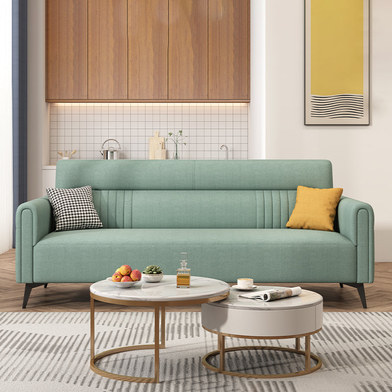 Modern Faux Leather Square Arm Standard Sofa with Storage Bag for Living Room Green Linen Clearhalo 'furn' 'furn_sofas' 'Furniture' 'furniture_sofas' 'kitchen' 'kitchen_sofas' 'Living Room Furniture' 'Sofa' 'sofas' 4647795
