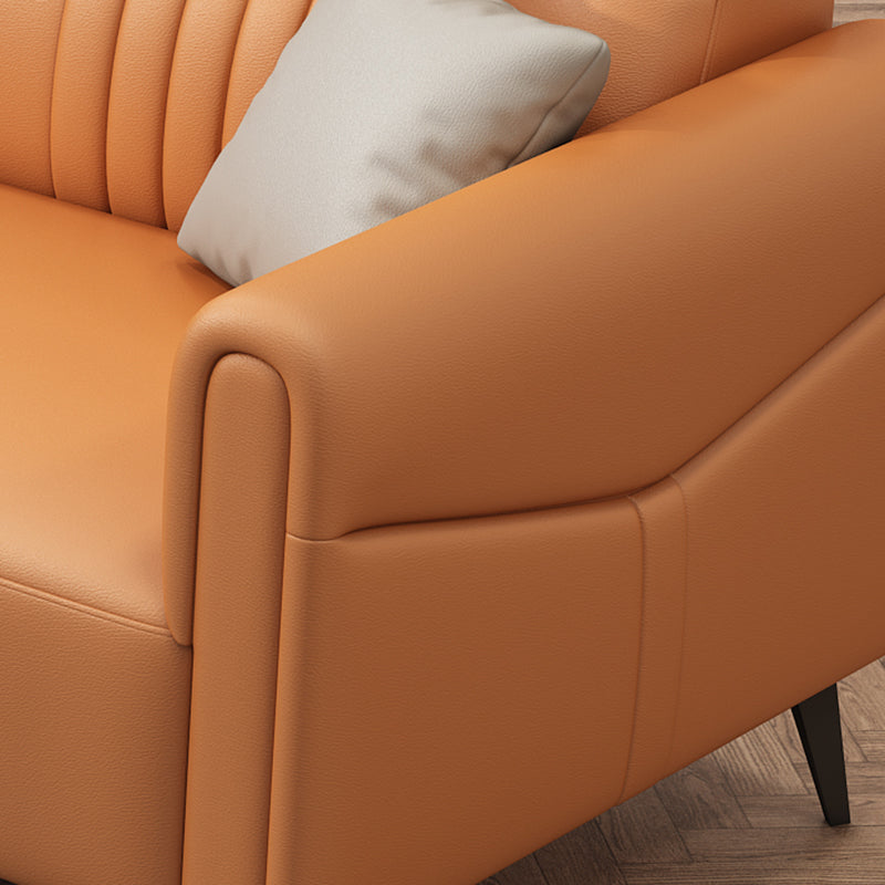 Modern Faux Leather Square Arm Standard Sofa with Storage Bag for Living Room Clearhalo 'furn' 'furn_sofas' 'Furniture' 'furniture_sofas' 'kitchen' 'kitchen_sofas' 'Living Room Furniture' 'Sofa' 'sofas' 4647802