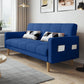 Contemporary Biscuit Back Sofa Bed 22.44"High Square Arm Sofa Bed Dark Blue Cotton Blend Clearhalo 'furn' 'furn_sofas' 'Furniture' 'furniture_sofas' 'kitchen' 'kitchen_sofas' 'Living Room Furniture' 'Sofa' 'sofas' 4647810