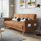 Contemporary Biscuit Back Sofa Bed 22.44"High Square Arm Sofa Bed Orange Faux Leather Clearhalo 'furn' 'furn_sofas' 'Furniture' 'furniture_sofas' 'kitchen' 'kitchen_sofas' 'Living Room Furniture' 'Sofa' 'sofas' 4647813