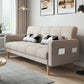 Contemporary Biscuit Back Sofa Bed 22.44"High Square Arm Sofa Bed Pink Faux Leather Clearhalo 'furn' 'furn_sofas' 'Furniture' 'furniture_sofas' 'kitchen' 'kitchen_sofas' 'Living Room Furniture' 'Sofa' 'sofas' 4647824