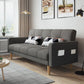 Contemporary Biscuit Back Sofa Bed 22.44"High Square Arm Sofa Bed Grey Faux Leather Clearhalo 'furn' 'furn_sofas' 'Furniture' 'furniture_sofas' 'kitchen' 'kitchen_sofas' 'Living Room Furniture' 'Sofa' 'sofas' 4647832