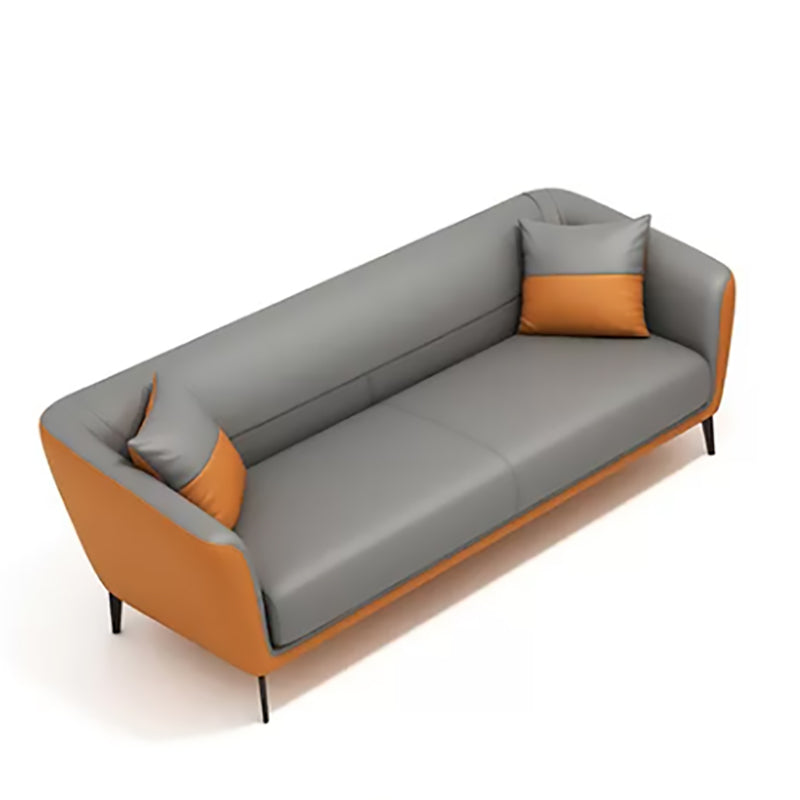 Contemporary Tight Back Tuxedo Arm Loveseat with Black Legs 68H Orange-Gray Clearhalo 'furn' 'furn_sofas' 'Furniture' 'furniture_sofas' 'kitchen' 'kitchen_sofas' 'Living Room Furniture' 'Sofa' 'sofas' 4647862