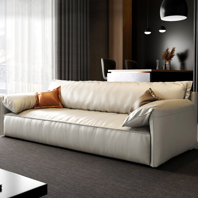 Modern Style White Sofa with Pillow Armrest Cushioned Seat down Seat Padding 71"L x 39"W x 31"H Clearhalo 'furn' 'furn_sofas' 'Furniture' 'furniture_sofas' 'kitchen' 'kitchen_sofas' 'Living Room Furniture' 'Sofa' 'sofas' 4647879