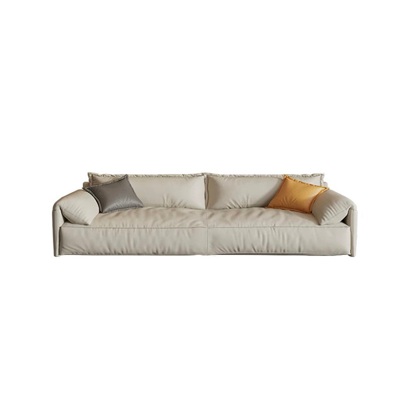 Modern Style White Sofa with Pillow Armrest Cushioned Seat down Seat Padding 87"L x 39.5"W x 31.5"H Clearhalo 'furn' 'furn_sofas' 'Furniture' 'furniture_sofas' 'kitchen' 'kitchen_sofas' 'Living Room Furniture' 'Sofa' 'sofas' 4647883