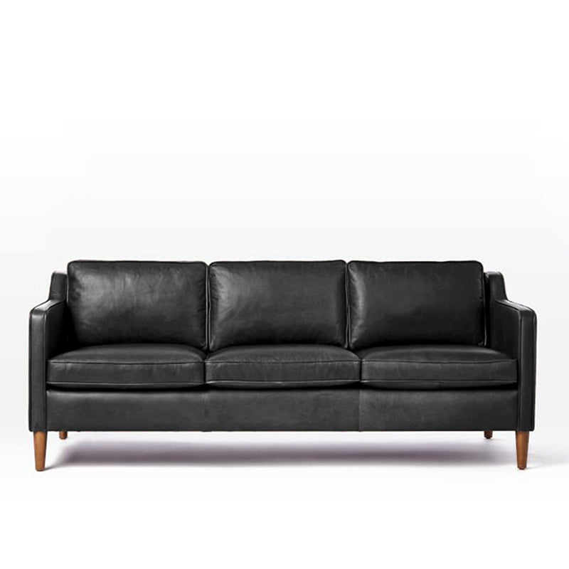 Industrial Faux Leather Loose Back Sofa with Solid Color Sloped Arms Black Clearhalo 'furn' 'furn_sofas' 'Furniture' 'furniture_sofas' 'kitchen' 'kitchen_sofas' 'Living Room Furniture' 'Sofa' 'sofas' 4647897