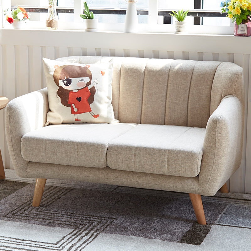 Scandinavian 2-seat Linen Loveseat 21.65" D Square Arm Sofa For Apartment 55"L x 29.5"W x 30"H Cream Gray Clearhalo 'furn' 'furn_sofas' 'Furniture' 'furniture_sofas' 'kitchen' 'kitchen_sofas' 'Living Room Furniture' 'Sofa' 'sofas' 4647918