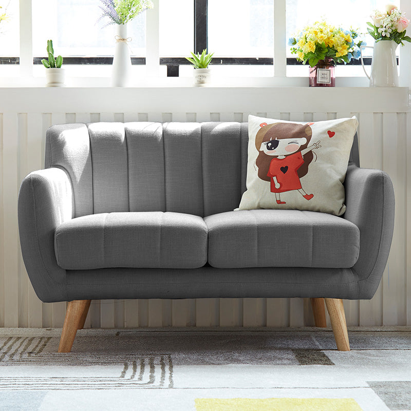 Scandinavian 2-seat Linen Loveseat 21.65" D Square Arm Sofa For Apartment Dark Gray Clearhalo 'furn' 'furn_sofas' 'Furniture' 'furniture_sofas' 'kitchen' 'kitchen_sofas' 'Living Room Furniture' 'Sofa' 'sofas' 4647919