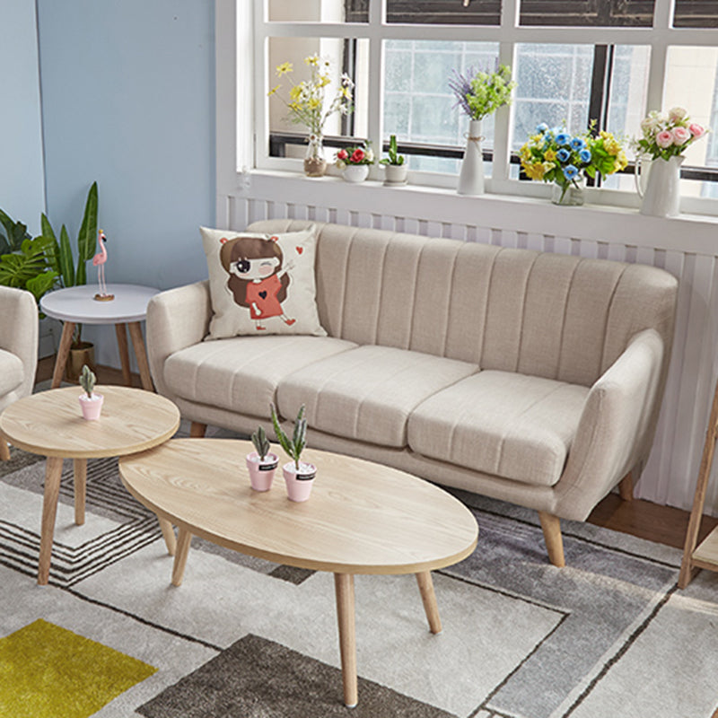 Scandinavian 2-seat Linen Loveseat 21.65" D Square Arm Sofa For Apartment 39"L x 29.5"W x 30"H Cream Gray Clearhalo 'furn' 'furn_sofas' 'Furniture' 'furniture_sofas' 'kitchen' 'kitchen_sofas' 'Living Room Furniture' 'Sofa' 'sofas' 4647920