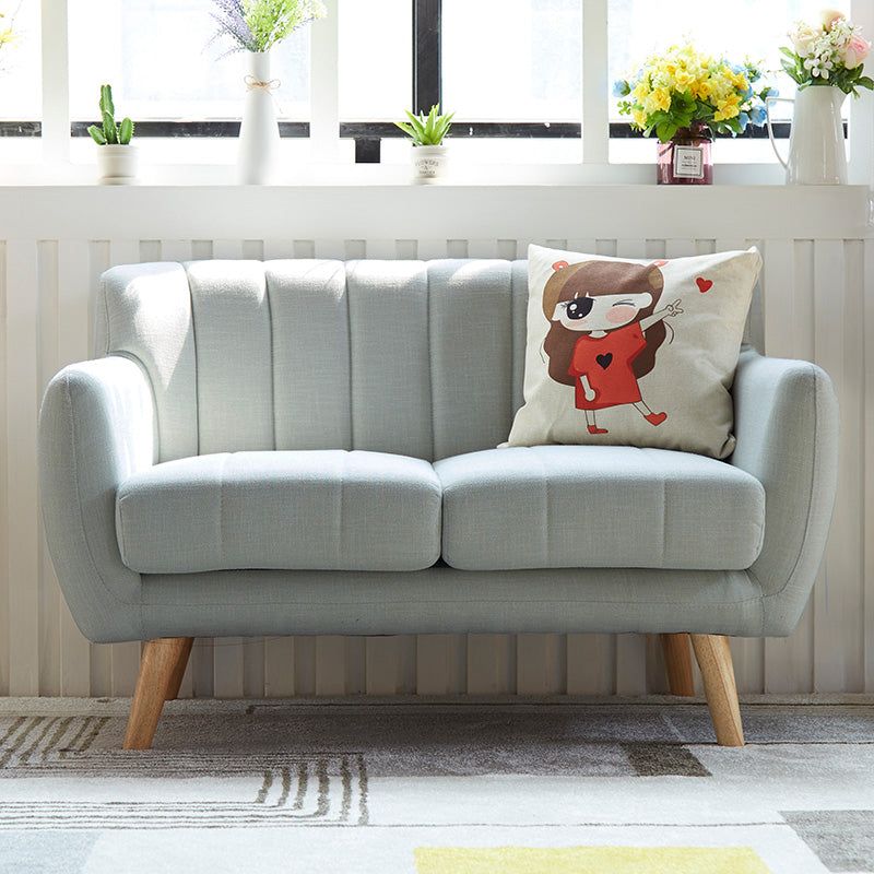 Scandinavian 2-seat Linen Loveseat 21.65" D Square Arm Sofa For Apartment Light Gray Clearhalo 'furn' 'furn_sofas' 'Furniture' 'furniture_sofas' 'kitchen' 'kitchen_sofas' 'Living Room Furniture' 'Sofa' 'sofas' 4647922