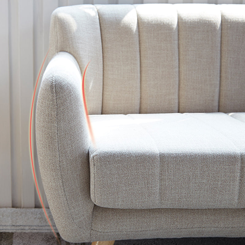 Scandinavian 2-seat Linen Loveseat 21.65" D Square Arm Sofa For Apartment Clearhalo 'furn' 'furn_sofas' 'Furniture' 'furniture_sofas' 'kitchen' 'kitchen_sofas' 'Living Room Furniture' 'Sofa' 'sofas' 4647927