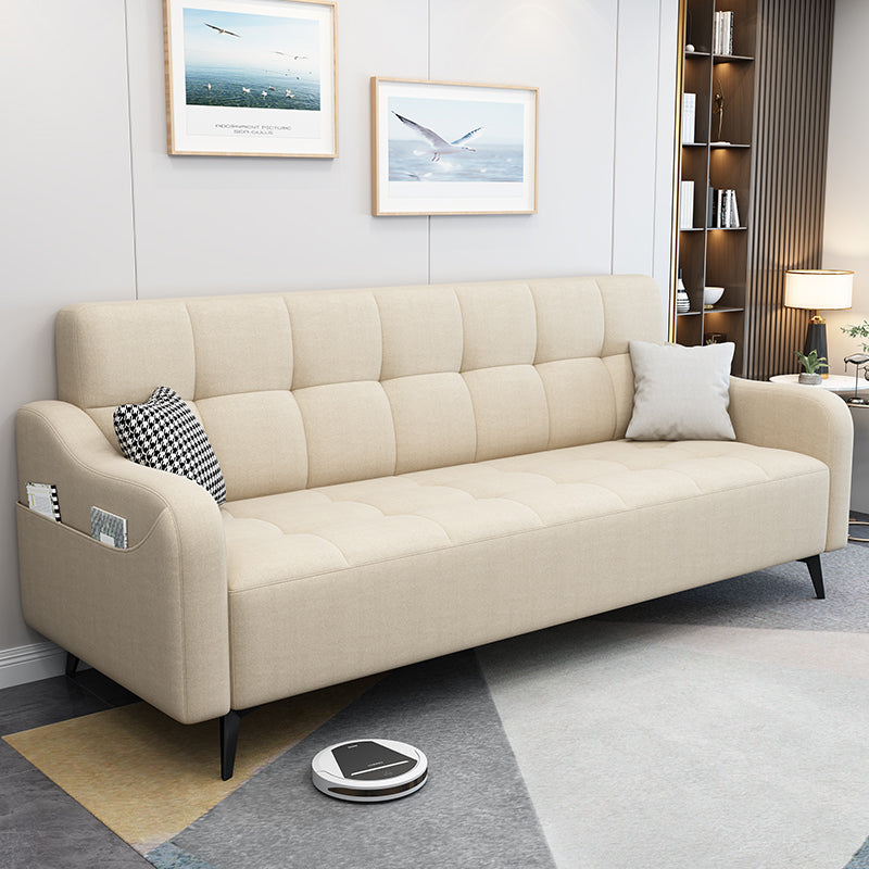 Modern Linen Charles Of London Sofa with Storage Bag for Living Room, Apartment Off-White Clearhalo 'furn' 'furn_sofas' 'Furniture' 'furniture_sofas' 'kitchen' 'kitchen_sofas' 'Living Room Furniture' 'Sofa' 'sofas' 4647936