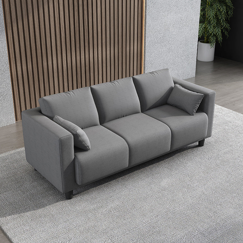 Loose Back Linen Square Arm Modern Sofa with Slipcover for Living Room Dark Gray Clearhalo 'furn' 'furn_sofas' 'Furniture' 'furniture_sofas' 'kitchen' 'kitchen_sofas' 'Living Room Furniture' 'Sofa' 'sofas' 4647950