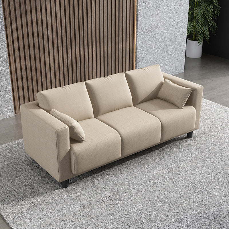 Loose Back Linen Square Arm Modern Sofa with Slipcover for Living Room Off-White Clearhalo 'furn' 'furn_sofas' 'Furniture' 'furniture_sofas' 'kitchen' 'kitchen_sofas' 'Living Room Furniture' 'Sofa' 'sofas' 4647953
