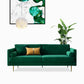 Mid-Century Modern Velvet Loose Back Sofa 31.5" H Square Arm Settee Blackish Green Clearhalo 'furn' 'furn_sofas' 'Furniture' 'furniture_sofas' 'kitchen' 'kitchen_sofas' 'Living Room Furniture' 'Sofa' 'sofas' 4647986