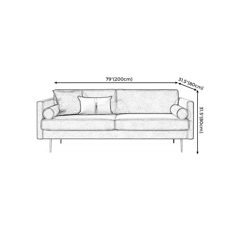 Mid-Century Modern Velvet Loose Back Sofa 31.5" H Square Arm Settee Clearhalo 'furn' 'furn_sofas' 'Furniture' 'furniture_sofas' 'kitchen' 'kitchen_sofas' 'Living Room Furniture' 'Sofa' 'sofas' 4648002