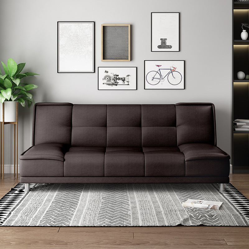 Modern Armless Convertible Chair Single Sleeper Sofa with Biscuit Back Brown Clearhalo 'furn' 'furn_sofas' 'Furniture' 'furniture_sofas' 'kitchen' 'kitchen_sofas' 'Living Room Furniture' 'Sofa' 'sofas' 4648024