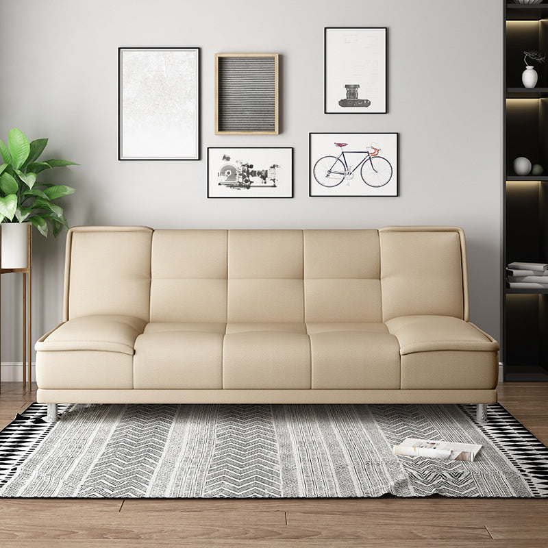 Modern Armless Convertible Chair Single Sleeper Sofa with Biscuit Back Beige Clearhalo 'furn' 'furn_sofas' 'Furniture' 'furniture_sofas' 'kitchen' 'kitchen_sofas' 'Living Room Furniture' 'Sofa' 'sofas' 4648026