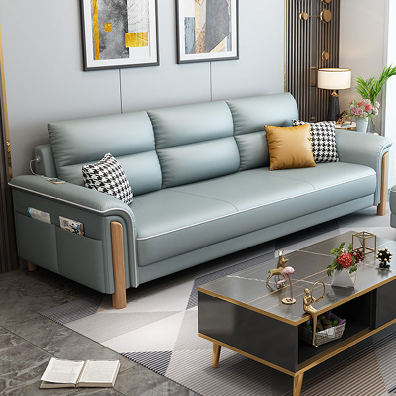 Modern Faux Leather Flared Arm Sofa with Tight Back for Living Room, Apartment Light Army Green Clearhalo 'furn' 'furn_sofas' 'Furniture' 'furniture_sofas' 'kitchen' 'kitchen_sofas' 'Living Room Furniture' 'Sofa' 'sofas' 4648062