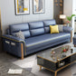 Modern Faux Leather Flared Arm Sofa with Tight Back for Living Room, Apartment Blue Clearhalo 'furn' 'furn_sofas' 'Furniture' 'furniture_sofas' 'kitchen' 'kitchen_sofas' 'Living Room Furniture' 'Sofa' 'sofas' 4648066