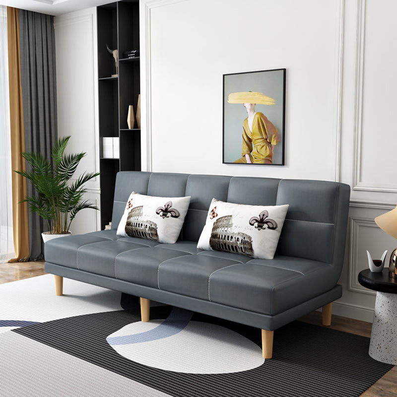 Modern Armless Settee 27.55" W Convertible Sleeper Sofa for Living Room Dark Gray Faux Leather Clearhalo 'furn' 'furn_sofas' 'Furniture' 'furniture_sofas' 'kitchen' 'kitchen_sofas' 'Living Room Furniture' 'Sofa' 'sofas' 4648073