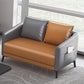 Contemporary Standard Tuxedo Arm Loveseat Leather Loveseat with Pillows 45"L x 28"W x 25"H Orange-Gray Clearhalo 'furn' 'furn_sofas' 'Furniture' 'furniture_sofas' 'kitchen' 'kitchen_sofas' 'Living Room Furniture' 'Sofa' 'sofas' 4648089