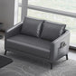 Contemporary Standard Tuxedo Arm Loveseat Leather Loveseat with Pillows 45"L x 28"W x 25"H Grey Clearhalo 'furn' 'furn_sofas' 'Furniture' 'furniture_sofas' 'kitchen' 'kitchen_sofas' 'Living Room Furniture' 'Sofa' 'sofas' 4648096