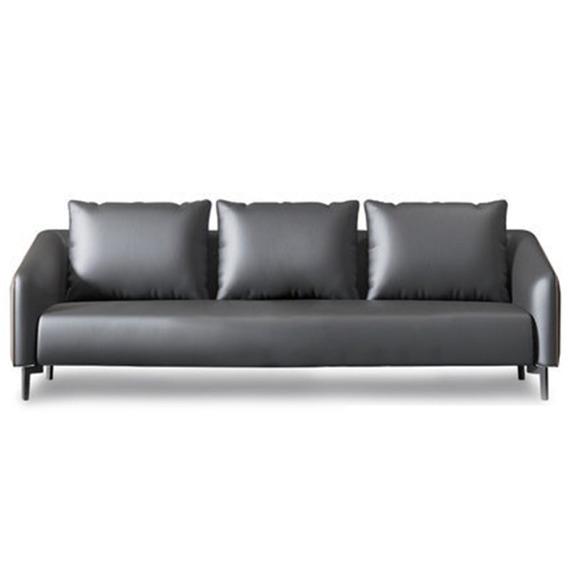 Contemporary Standard Tuxedo Arm Loveseat Leather Loveseat with Pillows Clearhalo 'furn' 'furn_sofas' 'Furniture' 'furniture_sofas' 'kitchen' 'kitchen_sofas' 'Living Room Furniture' 'Sofa' 'sofas' 4648098