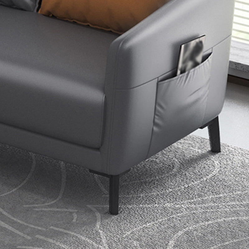 Contemporary Standard Tuxedo Arm Loveseat Leather Loveseat with Pillows Clearhalo 'furn' 'furn_sofas' 'Furniture' 'furniture_sofas' 'kitchen' 'kitchen_sofas' 'Living Room Furniture' 'Sofa' 'sofas' 4648101