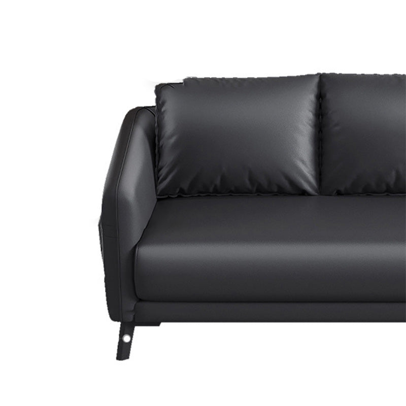 Contemporary Standard Tuxedo Arm Loveseat Leather Loveseat with Pillows Clearhalo 'furn' 'furn_sofas' 'Furniture' 'furniture_sofas' 'kitchen' 'kitchen_sofas' 'Living Room Furniture' 'Sofa' 'sofas' 4648102