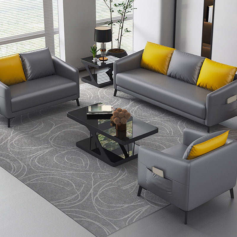 Contemporary Standard Tuxedo Arm Loveseat Leather Loveseat with Pillows Clearhalo 'furn' 'furn_sofas' 'Furniture' 'furniture_sofas' 'kitchen' 'kitchen_sofas' 'Living Room Furniture' 'Sofa' 'sofas' 4648103