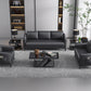 Contemporary Standard Tuxedo Arm Loveseat Leather Loveseat with Pillows Clearhalo 'furn' 'furn_sofas' 'Furniture' 'furniture_sofas' 'kitchen' 'kitchen_sofas' 'Living Room Furniture' 'Sofa' 'sofas' 4648105