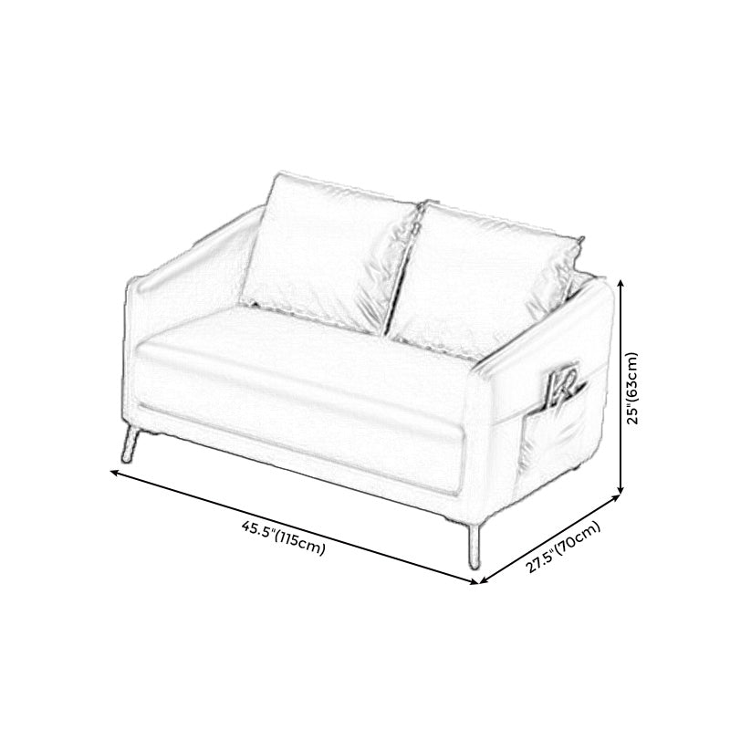 Contemporary Standard Tuxedo Arm Loveseat Leather Loveseat with Pillows Clearhalo 'furn' 'furn_sofas' 'Furniture' 'furniture_sofas' 'kitchen' 'kitchen_sofas' 'Living Room Furniture' 'Sofa' 'sofas' 4648107
