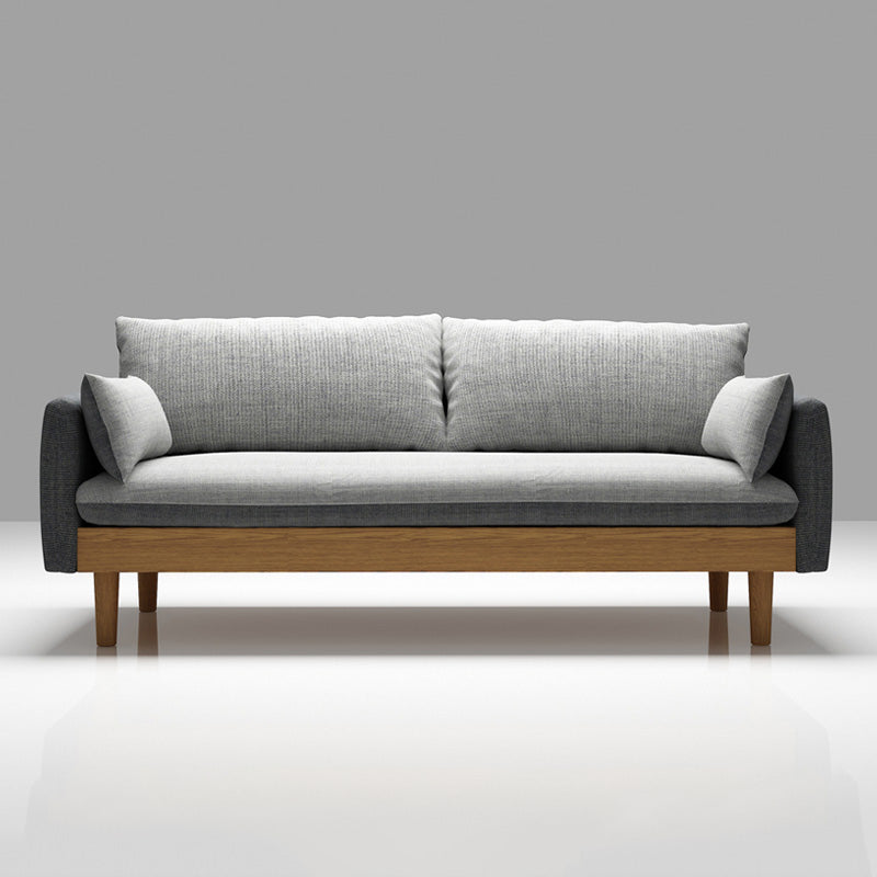 Loose Back 29.52" D x 29.92" H Sofa Slipcovered Wooden Linen Sofa Grey Clearhalo 'furn' 'furn_sofas' 'Furniture' 'furniture_sofas' 'kitchen' 'kitchen_sofas' 'Living Room Furniture' 'Sofa' 'sofas' 4648109