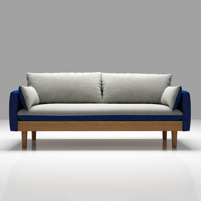 Loose Back 29.52" D x 29.92" H Sofa Slipcovered Wooden Linen Sofa Blue-Gray Clearhalo 'furn' 'furn_sofas' 'Furniture' 'furniture_sofas' 'kitchen' 'kitchen_sofas' 'Living Room Furniture' 'Sofa' 'sofas' 4648111