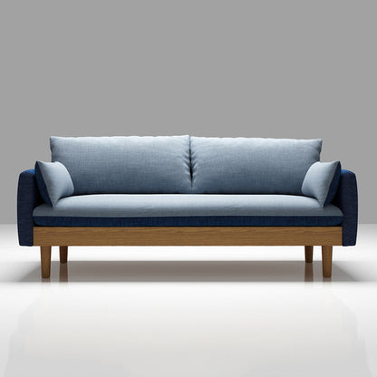 Loose Back 29.52" D x 29.92" H Sofa Slipcovered Wooden Linen Sofa Blue Clearhalo 'furn' 'furn_sofas' 'Furniture' 'furniture_sofas' 'kitchen' 'kitchen_sofas' 'Living Room Furniture' 'Sofa' 'sofas' 4648113