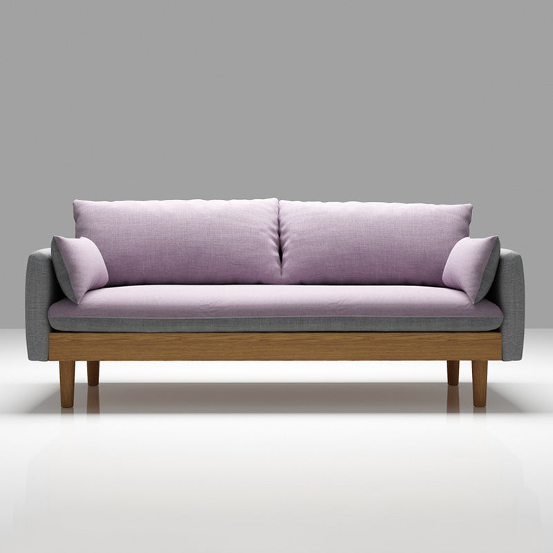 Loose Back 29.52" D x 29.92" H Sofa Slipcovered Wooden Linen Sofa Purple Clearhalo 'furn' 'furn_sofas' 'Furniture' 'furniture_sofas' 'kitchen' 'kitchen_sofas' 'Living Room Furniture' 'Sofa' 'sofas' 4648115
