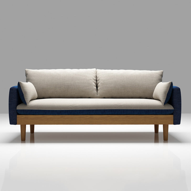 Loose Back 29.52" D x 29.92" H Sofa Slipcovered Wooden Linen Sofa Dark Blue-Gray Clearhalo 'furn' 'furn_sofas' 'Furniture' 'furniture_sofas' 'kitchen' 'kitchen_sofas' 'Living Room Furniture' 'Sofa' 'sofas' 4648117