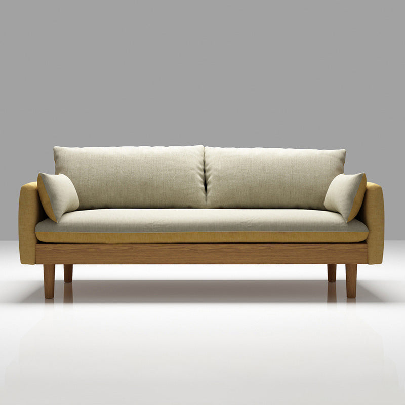 Loose Back 29.52" D x 29.92" H Sofa Slipcovered Wooden Linen Sofa Beige Clearhalo 'furn' 'furn_sofas' 'Furniture' 'furniture_sofas' 'kitchen' 'kitchen_sofas' 'Living Room Furniture' 'Sofa' 'sofas' 4648119