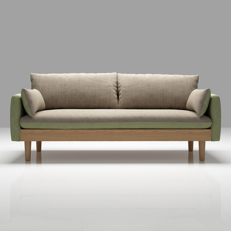 Loose Back 29.52" D x 29.92" H Sofa Slipcovered Wooden Linen Sofa Green Clearhalo 'furn' 'furn_sofas' 'Furniture' 'furniture_sofas' 'kitchen' 'kitchen_sofas' 'Living Room Furniture' 'Sofa' 'sofas' 4648122