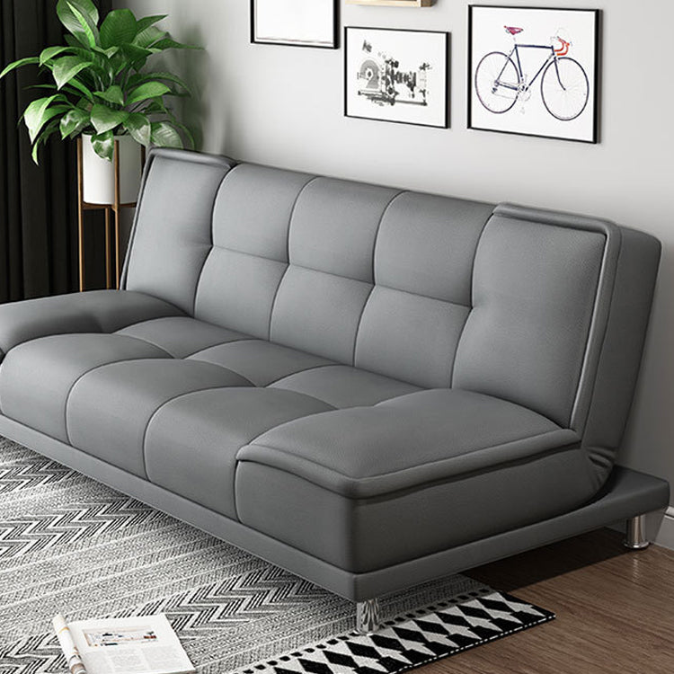 Contemporary Convertible Footrest Stool Sofa Bed with Biscuit Back Grey Clearhalo 'furn' 'furn_sofas' 'Furniture' 'furniture_sofas' 'kitchen' 'kitchen_sofas' 'Living Room Furniture' 'Sofa' 'sofas' 4648136