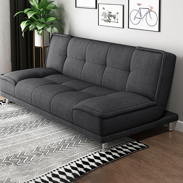 Contemporary Convertible Footrest Stool Sofa Bed with Biscuit Back Black-Gray Clearhalo 'furn' 'furn_sofas' 'Furniture' 'furniture_sofas' 'kitchen' 'kitchen_sofas' 'Living Room Furniture' 'Sofa' 'sofas' 4648137