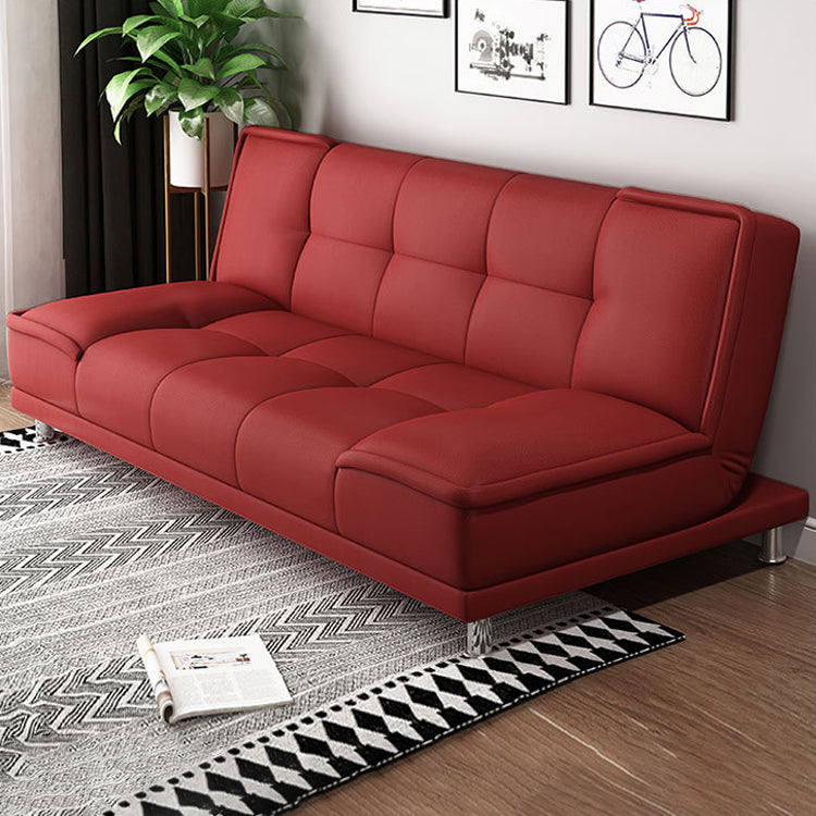 Contemporary Convertible Footrest Stool Sofa Bed with Biscuit Back Red Clearhalo 'furn' 'furn_sofas' 'Furniture' 'furniture_sofas' 'kitchen' 'kitchen_sofas' 'Living Room Furniture' 'Sofa' 'sofas' 4648142