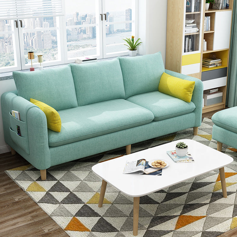 Modern Tuxedo Arm Sofa with Bolster Pillows Standard Sofa with Storage for Living Room 70"L x 31.5"W x 31.5"H Clearhalo 'furn' 'furn_sofas' 'Furniture' 'furniture_sofas' 'kitchen' 'kitchen_sofas' 'Living Room Furniture' 'Sofa' 'sofas' 4648169