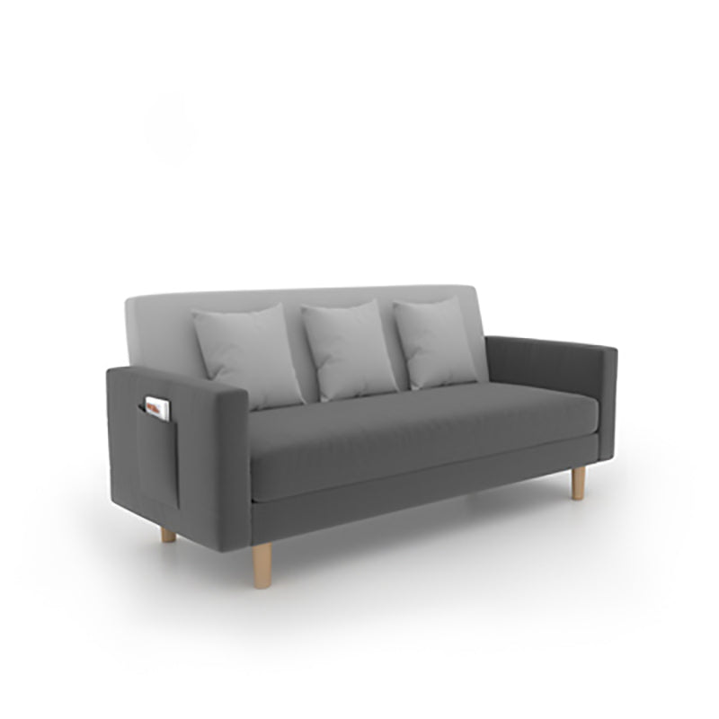 Scandinavian Tight Back Sofa with Storage and Square Arm 65H Gray Black Clearhalo 'furn' 'furn_sofas' 'Furniture' 'furniture_sofas' 'kitchen' 'kitchen_sofas' 'Living Room Furniture' 'Sofa' 'sofas' 4648183