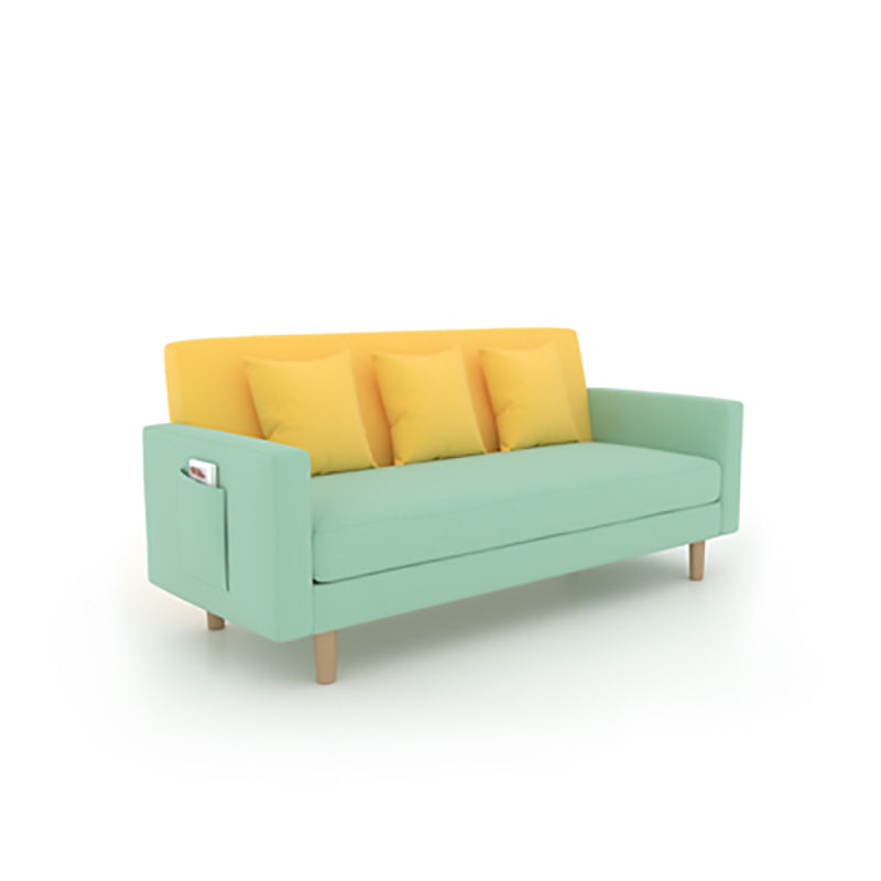 Scandinavian Tight Back Sofa with Storage and Square Arm 65H Yellow-Green Clearhalo 'furn' 'furn_sofas' 'Furniture' 'furniture_sofas' 'kitchen' 'kitchen_sofas' 'Living Room Furniture' 'Sofa' 'sofas' 4648189