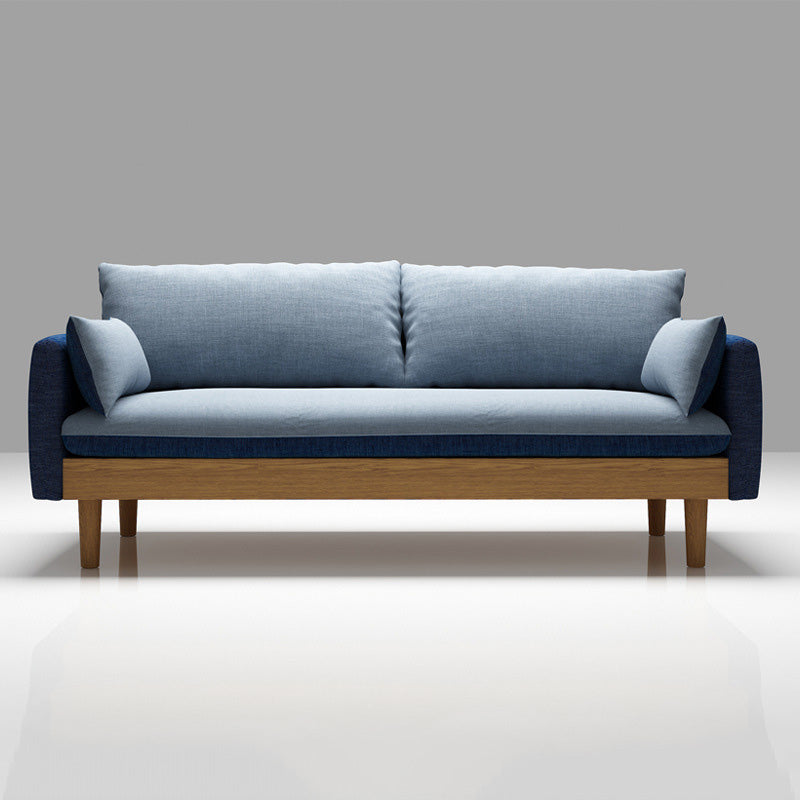 Linen Loose Back Sofa 29.92" High 3-Seat Square Arm Loveseat Blue Clearhalo 'furn' 'furn_sofas' 'Furniture' 'furniture_sofas' 'kitchen' 'kitchen_sofas' 'Living Room Furniture' 'Sofa' 'sofas' 4648199